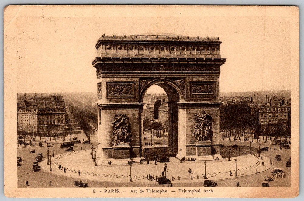 Vtg Postcard Arc DE Triomphe Paris, Fr 1930s