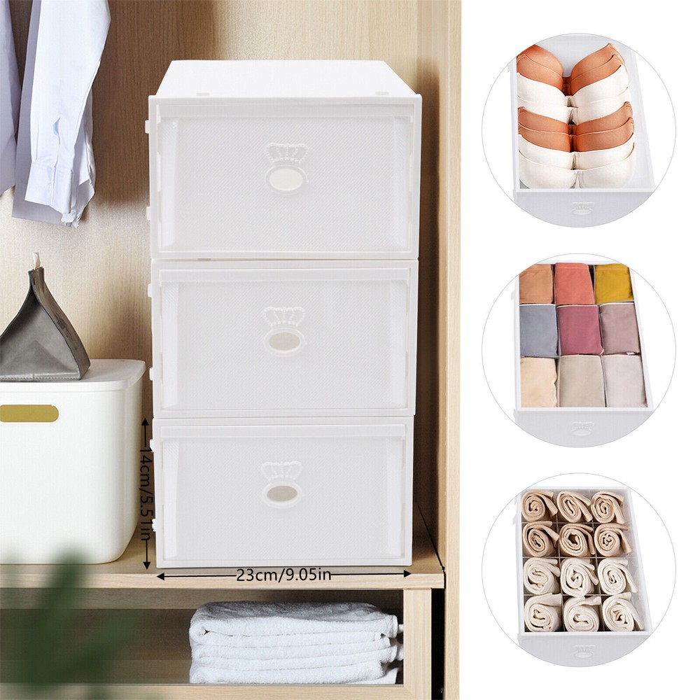 Plastic Storage Cube Organizer Folding Closet Stackable Box 3 Drawer 3 Pack