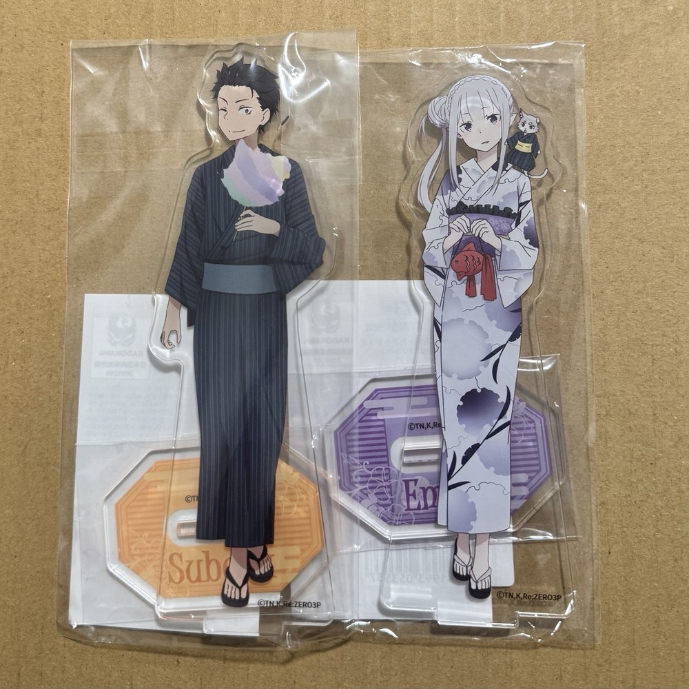 Re:Zero Subaru & Emilia Tanabata Festival anime acrylic stands Kadokawa