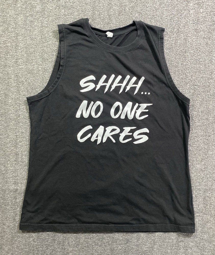 Muscle Tank Top T-shirt Women's Black Chicyeah Nobody Cares Casual Gym Size XL