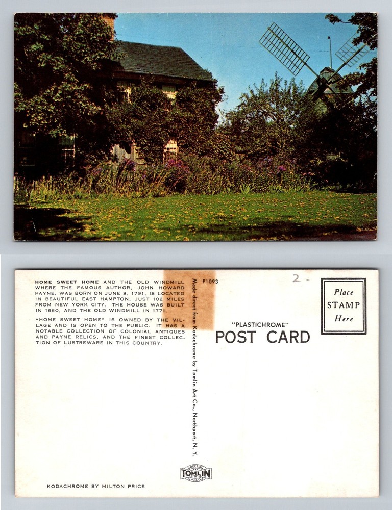 East Hampton, NY-New York, Home Sweet Home Old Windmill Garden Vintage Postcard