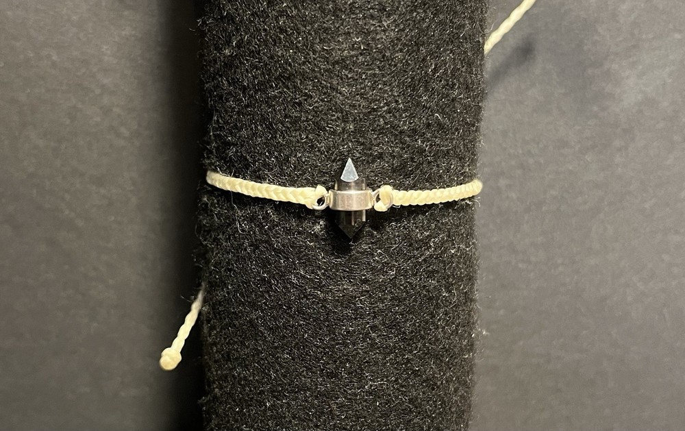 Pura Vida Bracelet Cream Braided Cord W/ Black Crystal Charm