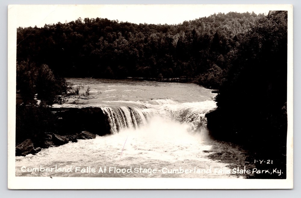 1950s Falls at Flood Stage Cumberland State Park Photo Kentucky KY RPPC Postcard