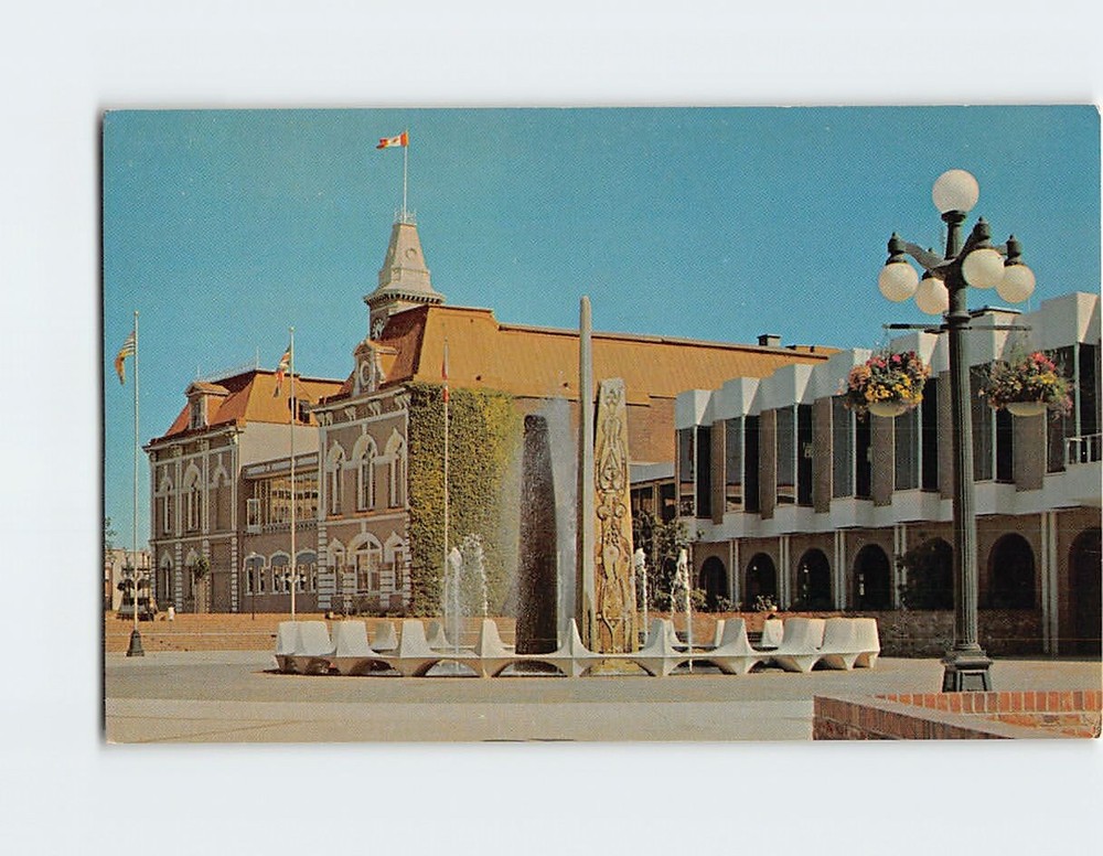 Postcard Centennial Fountain Centennial Square Victoria BC Canada