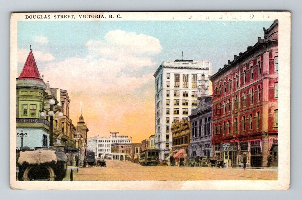 Canada- Victoria British Columbia Douglas Street Old Post View Vintage Postcard