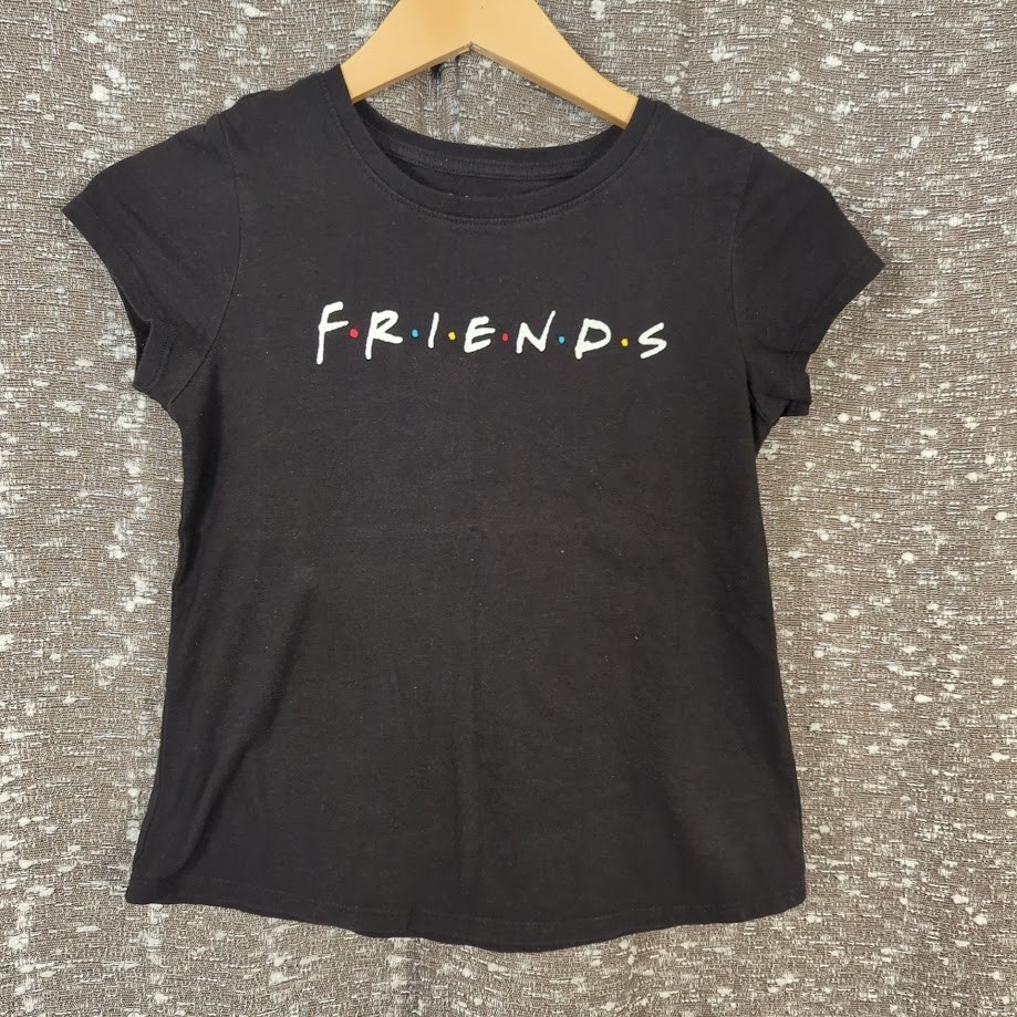 Friends TV Show Youth Shirt Black Short Sleeve Graphic Print Kids Large (10/12)