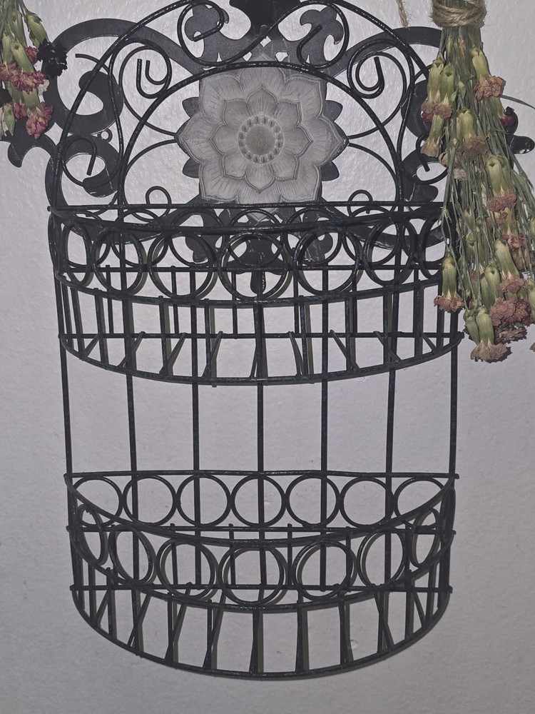 metal wall hanging shelf - dark green black in color sold as is
