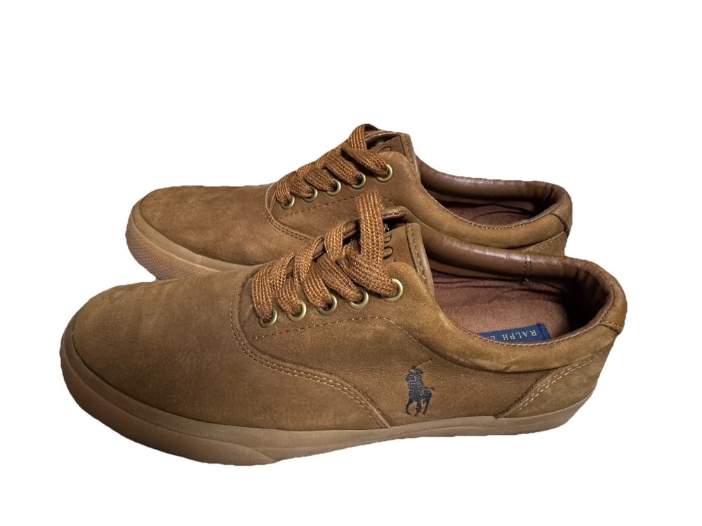 Polo Ralph Lauren Men's Size 7.5 D Vaughn Brown Boat Shoes Canvas Sneakers