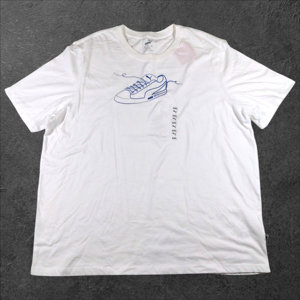 Puma Logo White/Cobalt Glaze Lace Up Short Sleeve T-Shirt 681960 02 Men's 2XL