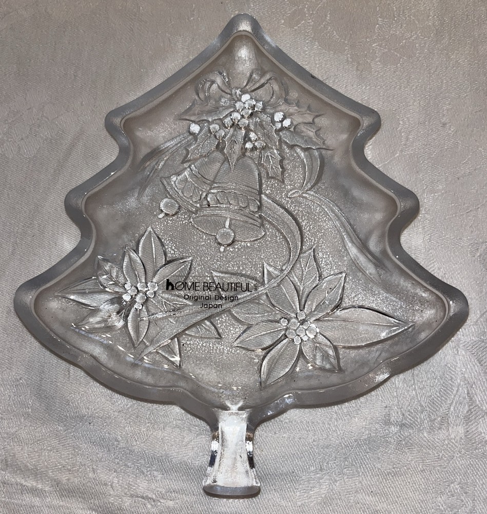 Glass Server Candy Dish Christmas Tree 7 1/2