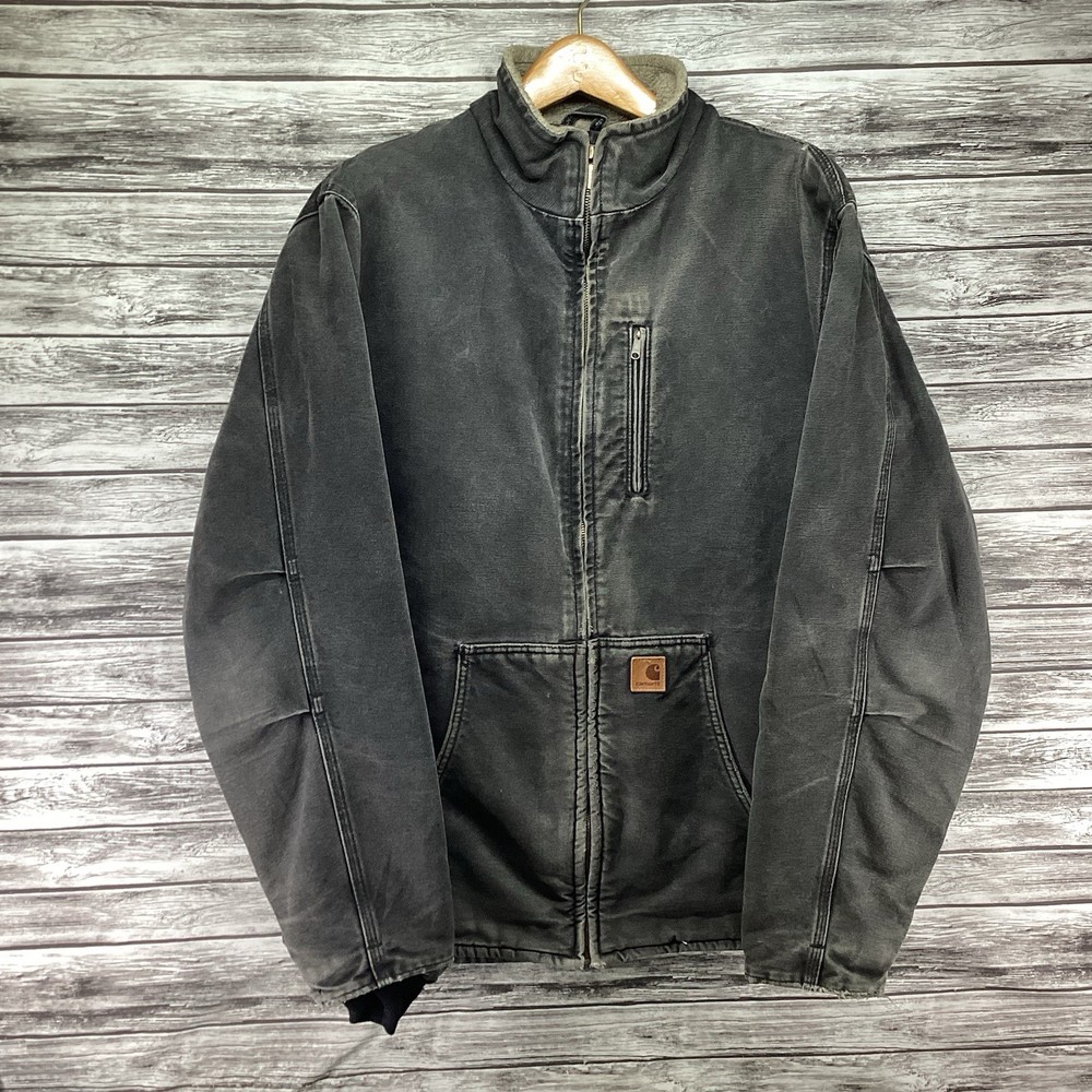 Carhartt 100112 Jacket Mens Large Tall Black Muskegon 100112 Sherpa Lined Duck