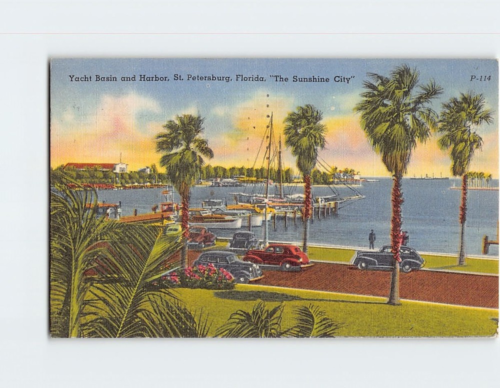 Postcard Yacht Basin & Harbor St. Petersburg Florida USA