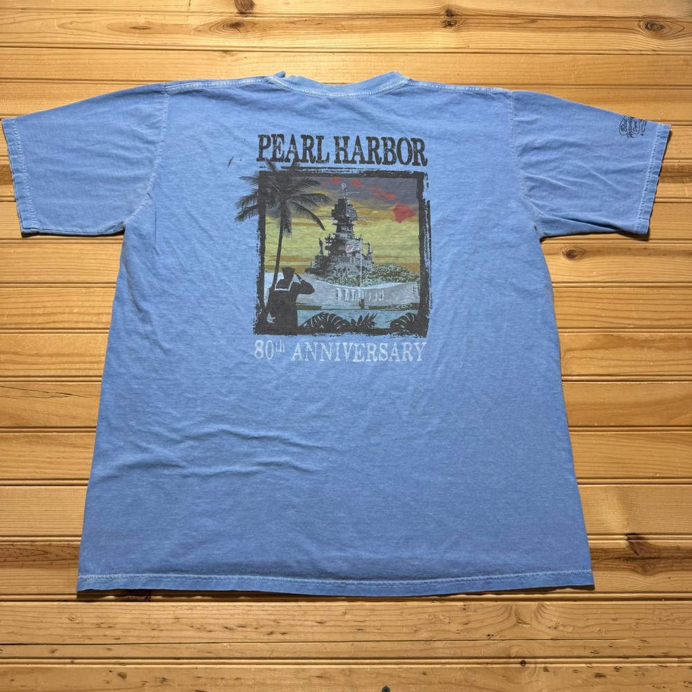 Pearl Harbor 80th Anniversary WWII Battleship Commemorative Shirt - Size Large