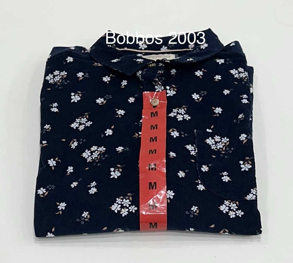 Jachs Girlfriend Women's Mini Corduroy Button Up Long Sleeve Shirt, Navy, M