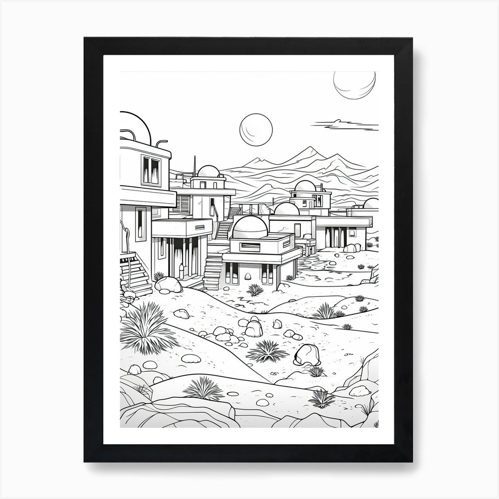 Tatooine (Star Wars) Fantasy Inspir Framed Wall Art Poster Canvas Print Picture