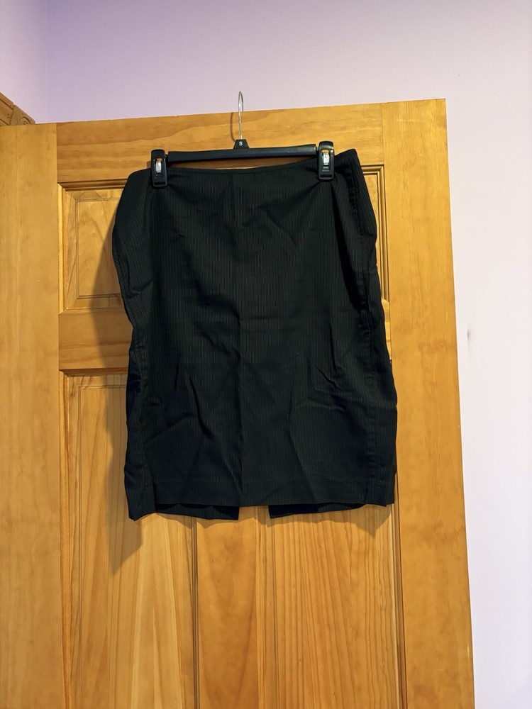 New York & Company Black Pinstripe Stretch Pencil Skirt Size 12 Knee Length