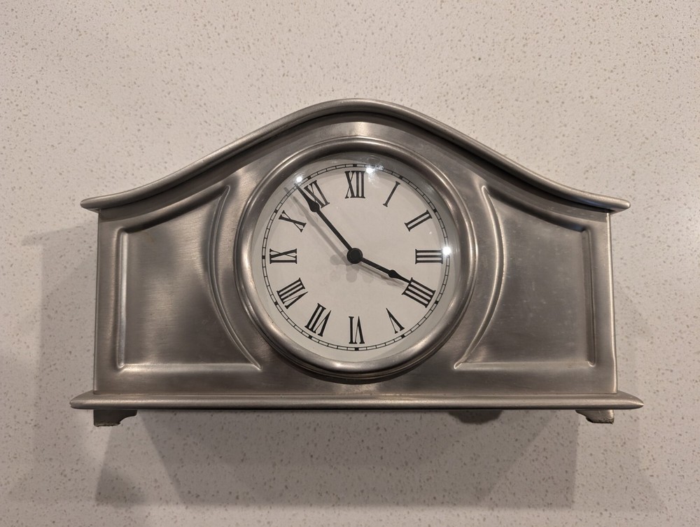 Pottery Barn Brushed Nickel Mantel Clock