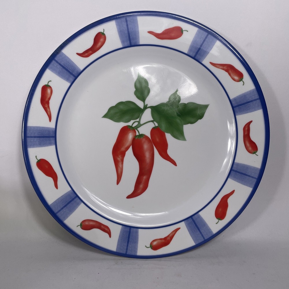 Melamine Ware Round Platter Serving Tray Hot Peppers Pattern 13.75”