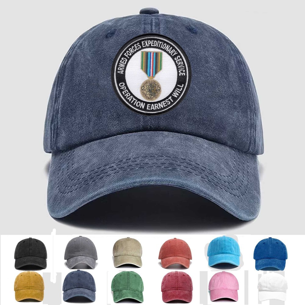 Custom Embroidered Hat AFES Operation Earnest Will, Veteran Cap, Trucker Hat