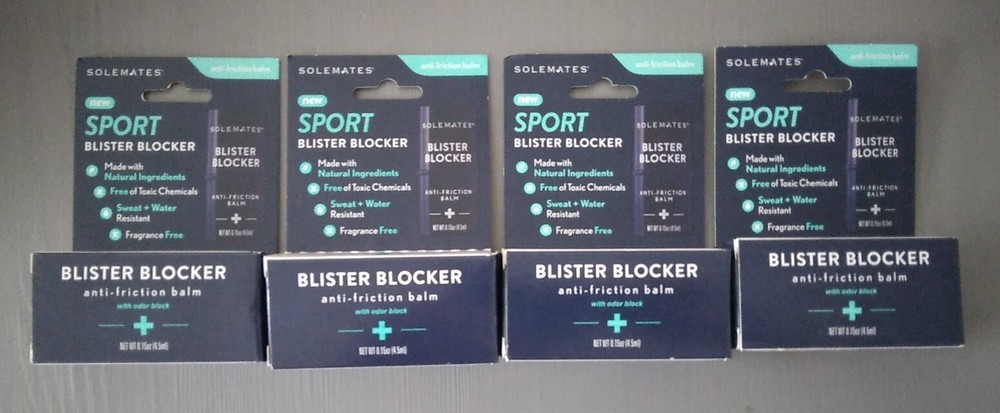 SoleMates SPORT Anti-Friction Blister Balm 4-Pack Odor Block NIB .15oz