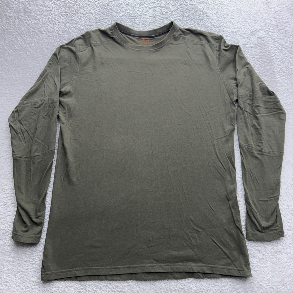 Kuhl Wildfibre Mens Large Olive Green Organic Cotton Long Sleeve T-Shirt