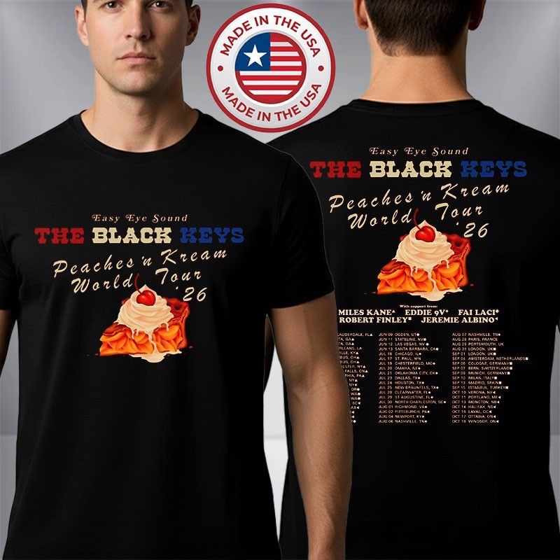 The Black Keys Peaches N Kream World Tour 2026 Schedule Tour Dates T-Shirt