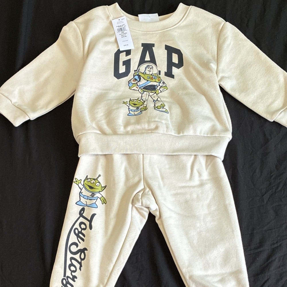 GAP Toy Story Buzz Lightyear 2-Piece Fleece Sweatshirt Pants Set 6-12M Beige