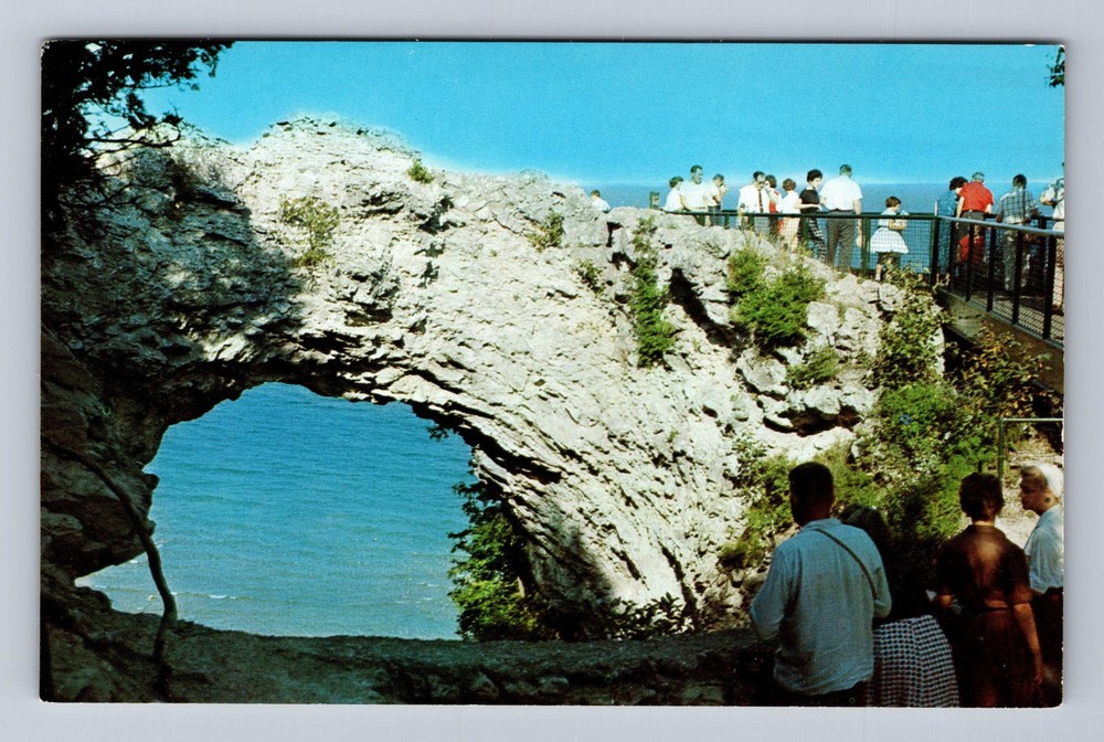 Mackinac Island MI-Michigan Arch Rock Vintage Postcard