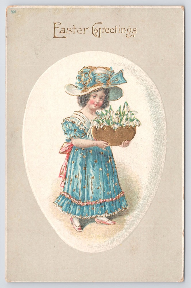 Easter Blessings~Pink Flowers~Crown Of Thorns~Yellow Butterfly On Cross~PM 1910