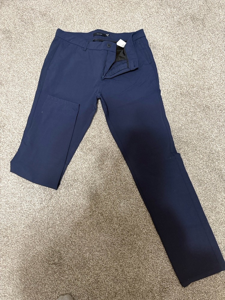 Tahari Men's Navy Blue Casual Pants Flat Front Straight Leg 34