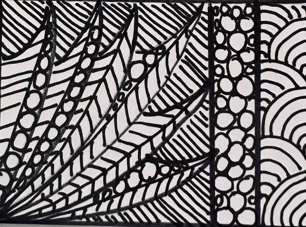 aceo OOAK original trading card  signed ink b&w zentangle  