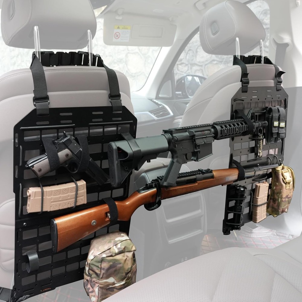 Pridefend 2 Packs Heavy Duty Rigid Tactical Seat Back Gun Rack with Black