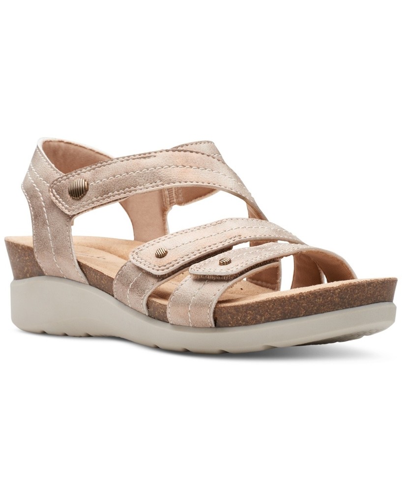 Clarks Women's Calenne Clara Wedge Sandal in Bronze Size 6 Medium