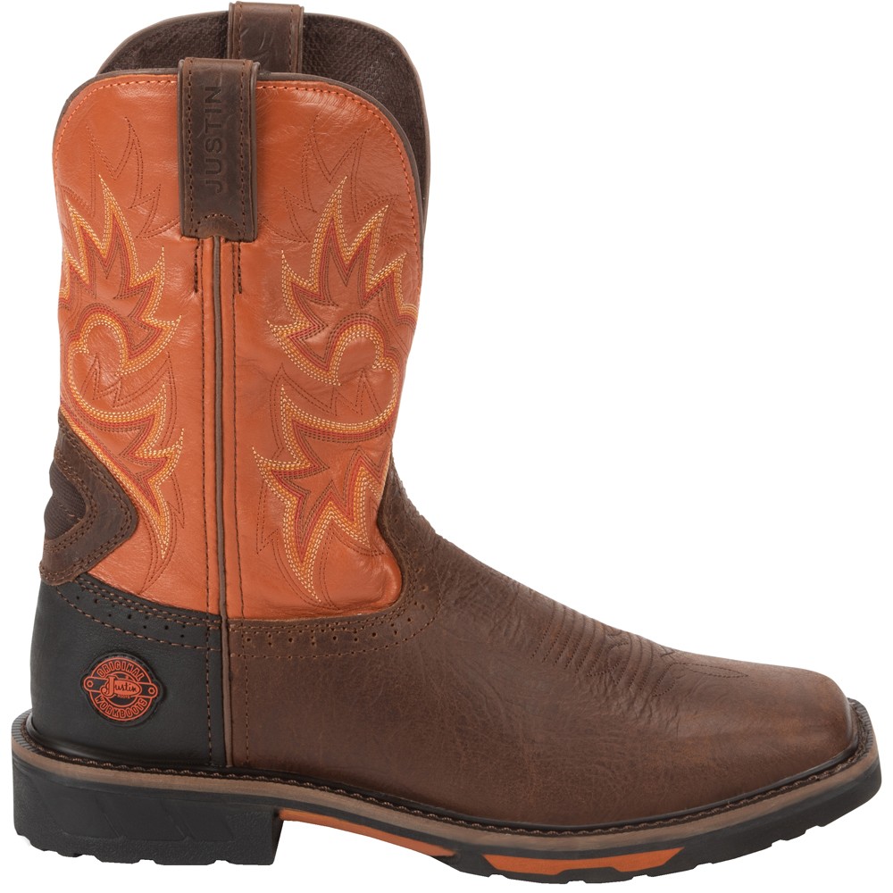 Justin Original Joist 11 Inch Soft Toe Electrical Work Boots for Men in Brown SE