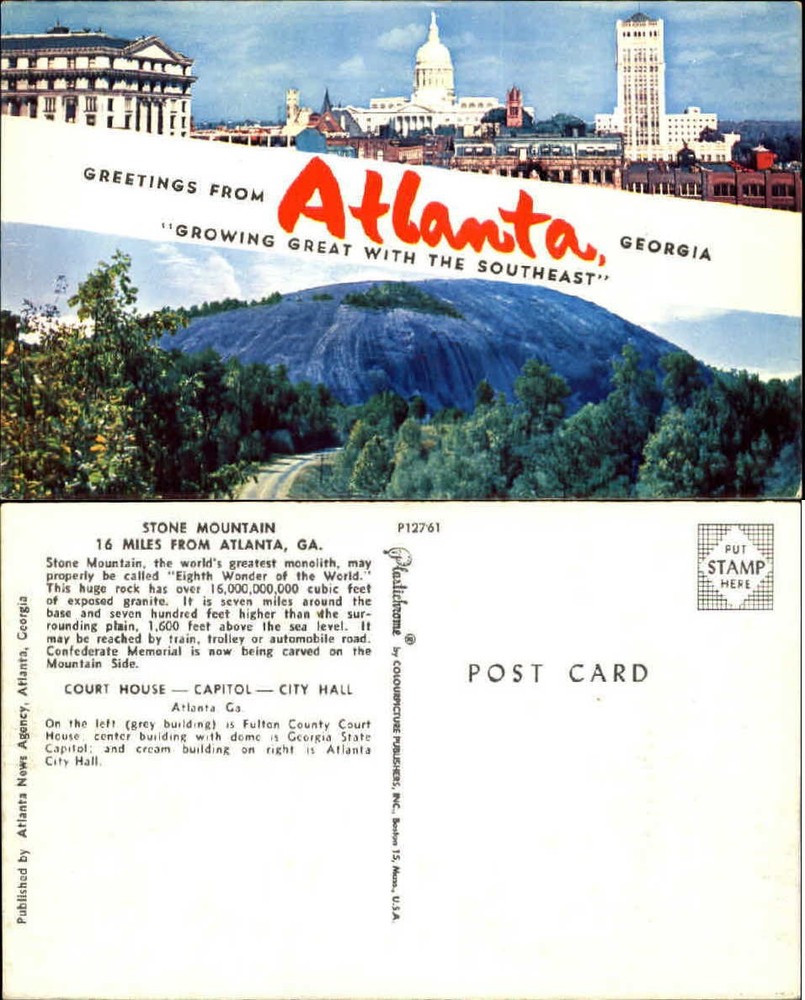Greetings from Atlanta Georgia multi-view Stone Mountain State Capitol