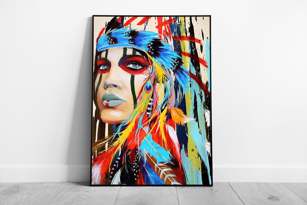 Vibrant Indian Woman Art Print - Framed Wall Decor on Paper  