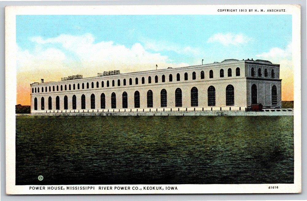 Dams~Power House Mississippi River Power Co Keokuk Iowa~Vintage Postcard