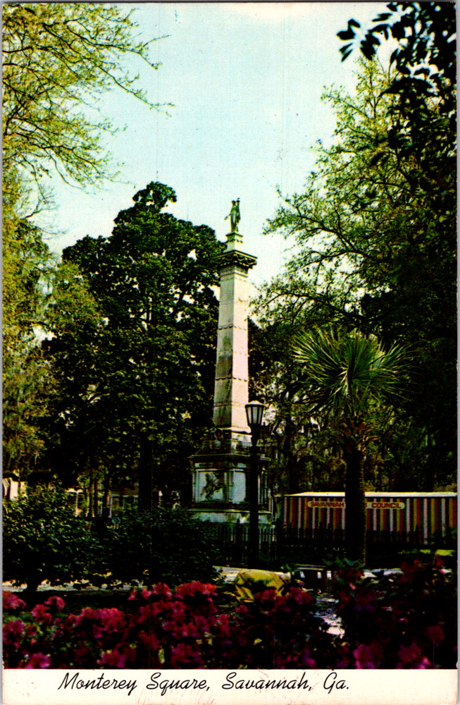 Vintage Postcard Savannah Georgia Monterey Square