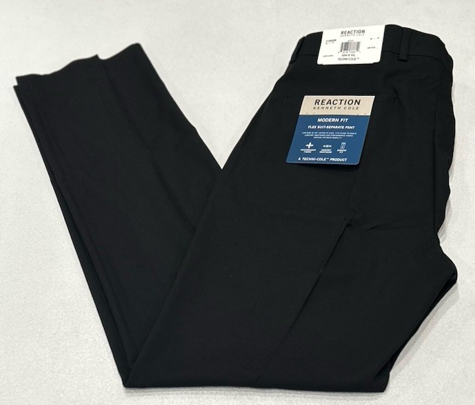 Kenneth Cole Reaction Men's Techni-Cole Modern-Fit Pants, Black, Size 32X32
