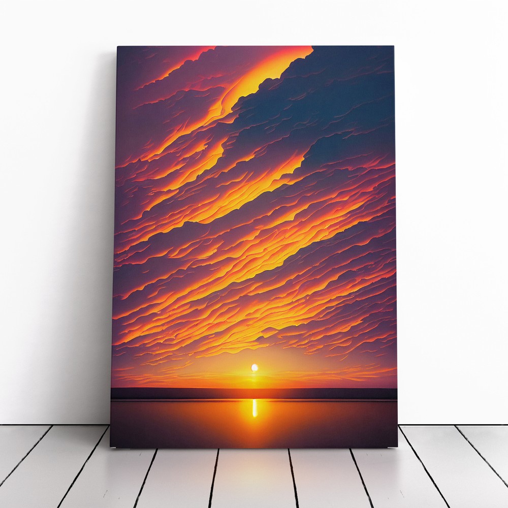 An Astounding Ocean Sunset Canvas Wall Art Print Framed Picture Dining Room