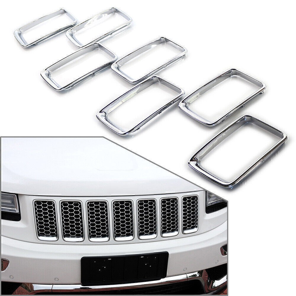 Front Grille Hole Vent Trim Ring Insert Chrome For Jeep Grand Cherokee 2014-2016
