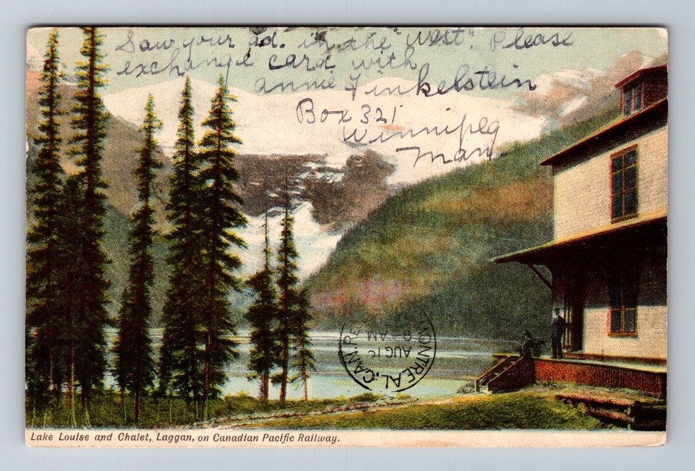Lake Louise Canada, Chalet, Laggan on Canadian Pacific Railway, Vintage Postcard