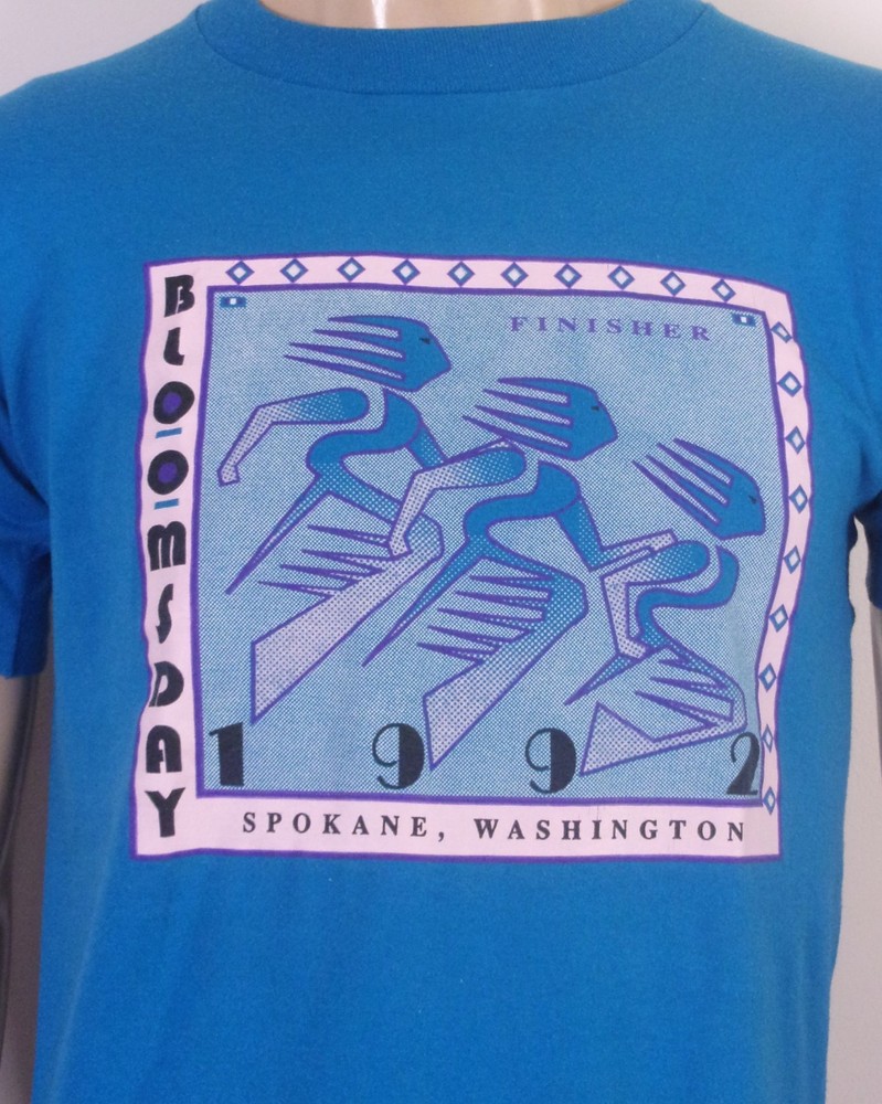vintage 90s Nike Bloomsday 1992 T-Shirt Spokane Finisher Road Race Running M