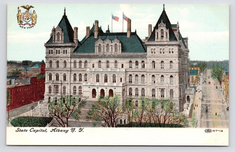 State Capitol Building Downtown Streets Albany New York NY c1908 Postcard