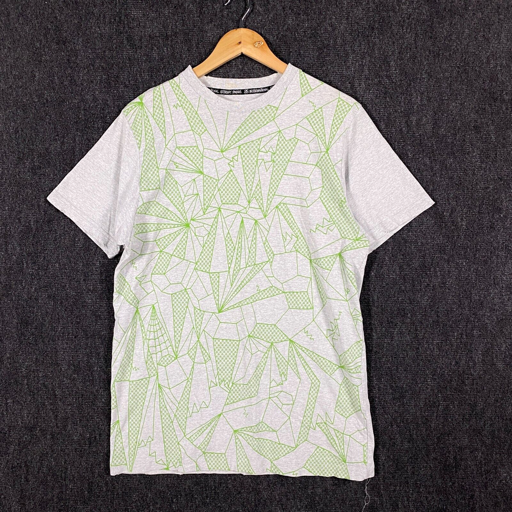 Vintage Stussy Mens Large Grey Green Abstract Graphic Tee Short Sleeve T-Shirt AUS-image