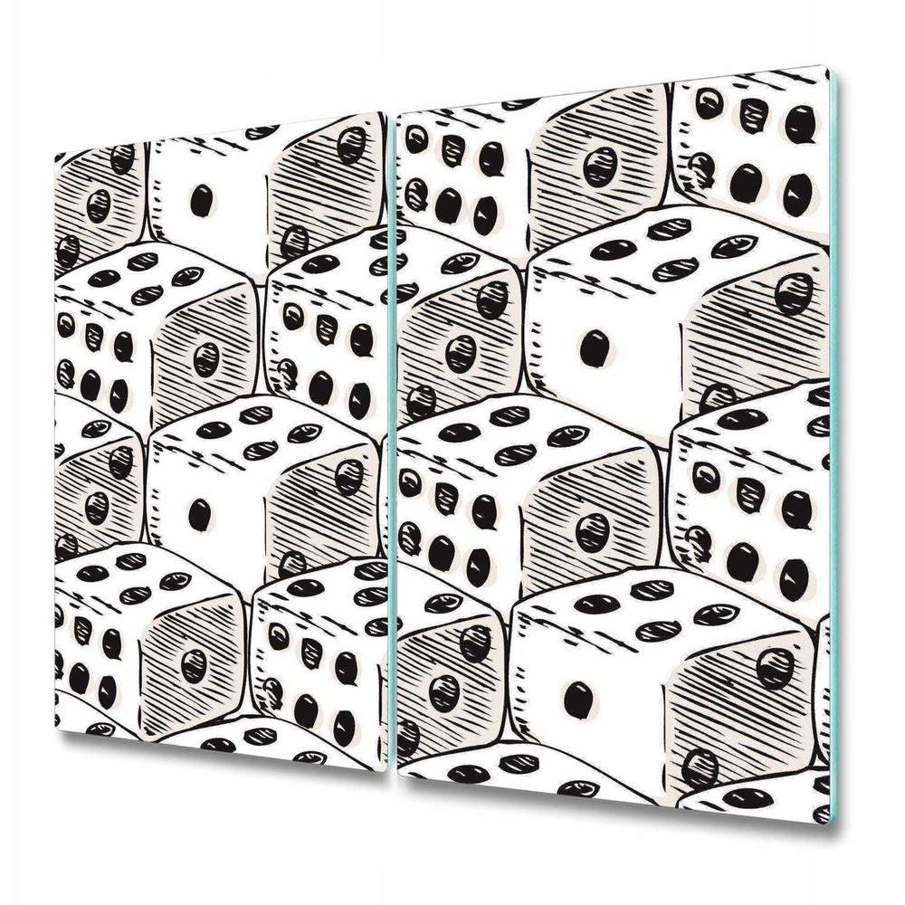 Glass Chopping Cutting Board Dot Cubes vintage retro large white 2x30x52
