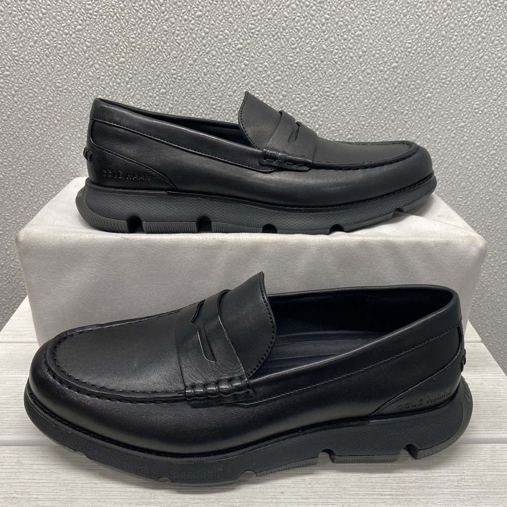 Cole Haan Mens Size 9.5 4 Zerogrand Penny Loafers Black Leather Slip On