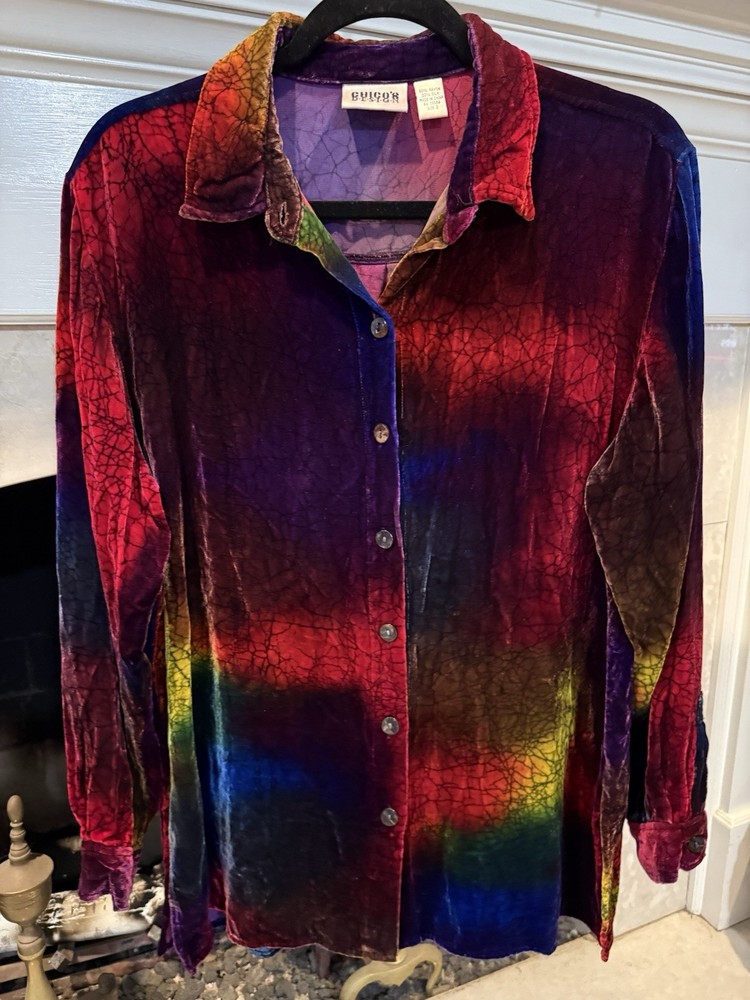 Chico’s Velvet Silk Boho Artsy Top Size Large