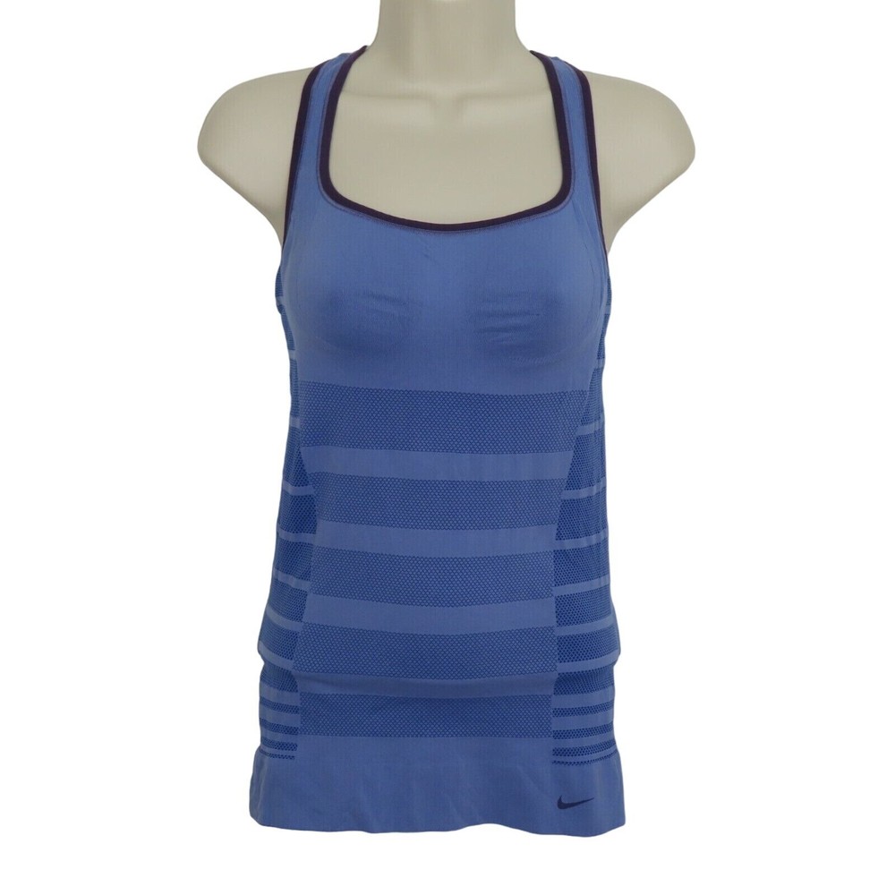 Nike Women Medium Tank Top Dri Fit Racerback Built In Bra Purple Blue Athletic