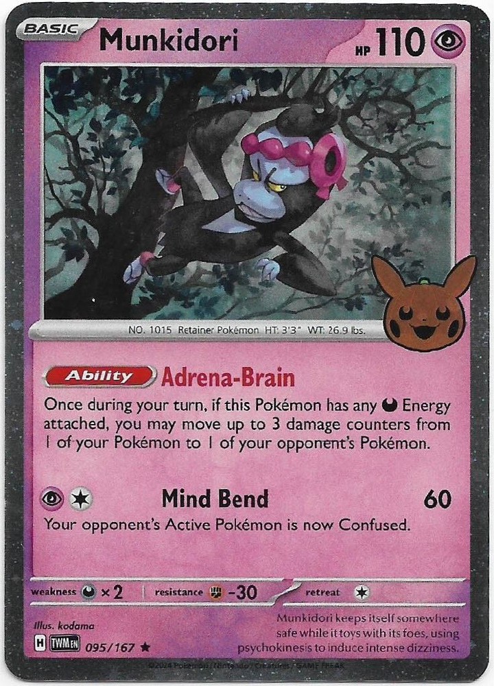 Pokémon TCG Halloween Trick Or Trade 2024 Munkidori #95/167 Cosmos Rare Pokemon